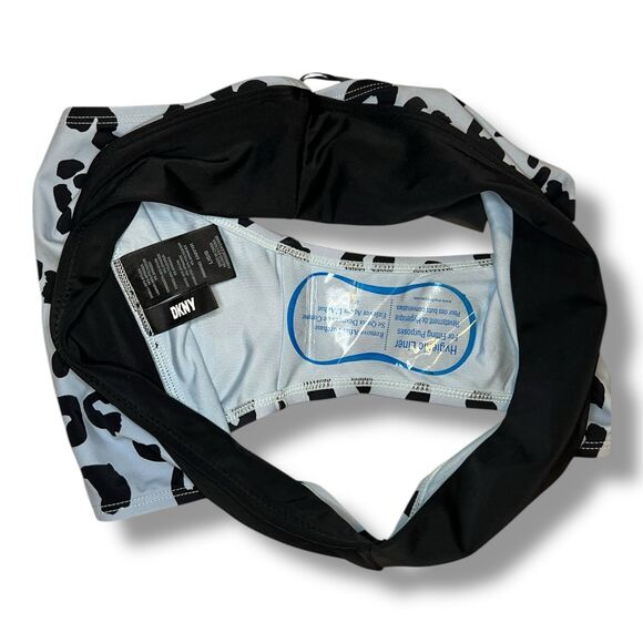 DKNY Leopard Print Bikini Set | High-Waisted Swimwear | Blue White Animal Print - Picture 4 of 8